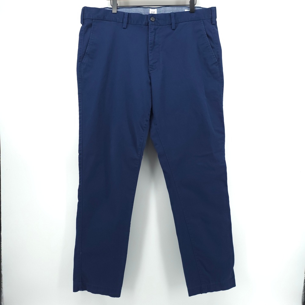 Gap Mens Chino Pants Slim Fit 38x32‎ Navy Blue Stretch Cotton Trousers
